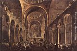 Francesco Guardi Canvas Paintings - Doge Alvise IV Mocenigo Appears to the People in St Mark's Basilica in 1763